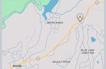 Logging truck overturned on Highway 4 in the Arnold area of Calaveras County—Caltrans map