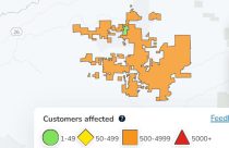 Power outage in the Rail Road Flat area of Calaveras County—PG&E map