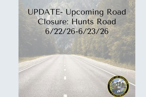 Update on Hunts Road paving operations in the Twain Harte area of Tuolumne County—TCPW graphic