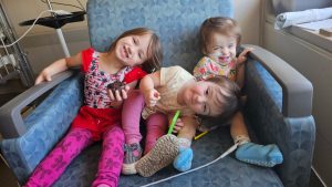 Sisters at the hospital: (left to right) Emily, Elizabeth and Madison—Borges family photo