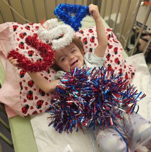 Madison celebrating the nation's 250th Birthday while she was getting chemo—Borges family photo