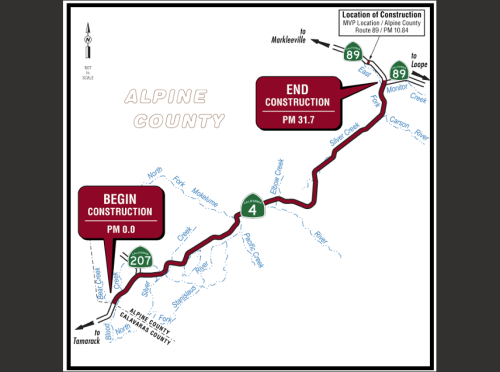 Highway 4 Ebbetts Pass construction
