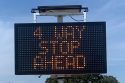 Caltrans signage for installing all-way stop at Hwy 49 and Shaws Flat Road—Caltrans photo
