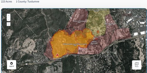 in Sonora in Tuolumne County evacuation map
