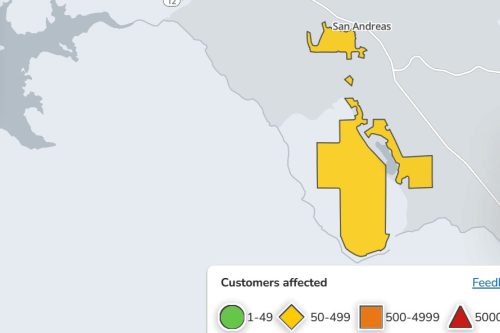 PG&E power outage in San Andreas, Calaveras County—PG&E map