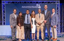 L-R - Greg McCulloch, Adventist Health Sonora President; Carlene Maggio, Program Coordinator; Family Medicine Residents Robert Verghese, MD, Stephanie Sanders, DO, Alem Abraha, MD, and Jeremiah O'Connor, DO; and Matthew Personius, MD, Associate Program Director