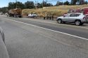 Chevy pickup overturned onto shoulder of Highway 108—Photo by Chip Waters