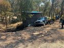 Boat/trailer and SUV fire that spread to vegetation in the Valley Springs area of Calaveras County—CCF photo