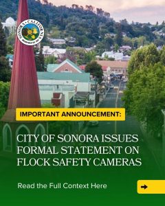 City Of Sonora And Law Enforcement Says It Does Not Use Flock Safety Cameras