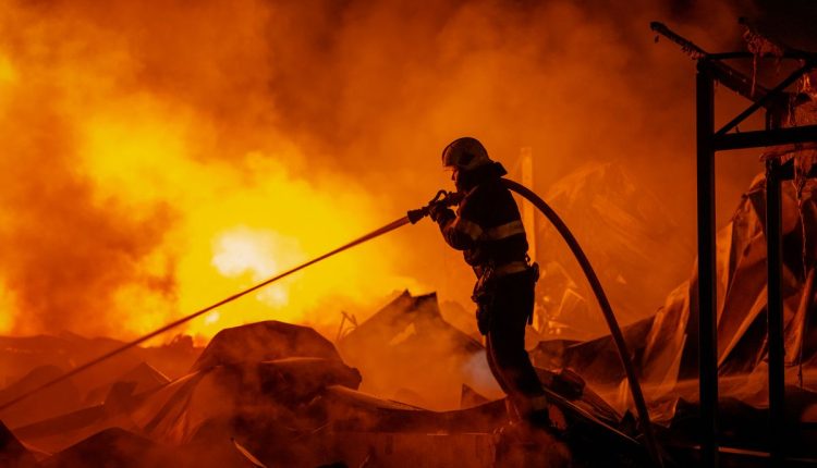 Photos show Russian attack on a warehouse in Kyiv