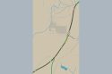 Caltrans map of backed-up traffic at the Jamestown roundabout