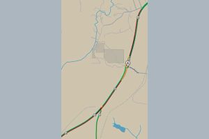 Caltrans map of backed-up traffic at the Jamestown roundabout