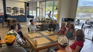 Alexandra Duarte (center) speaks at Schnoogs in Sonora - Courtesy image