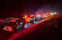 Fire on Highway 108 west of O'Byrnes Ferry Road - Tuolumne County Fire image