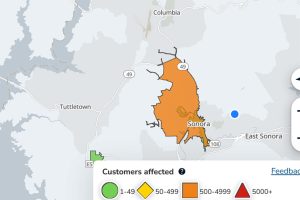Power outage in downtown Sonora—PG&E map