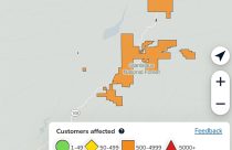 Power outage stretching from Cold Springs to past Strawberry on the Stanislaus National Forest—PG&E map