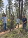 Volunteers learning sustainable trail design—STF photo