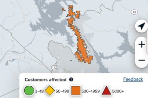 Power outage in Tuolumne and Mariposa County—PG&E map