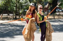Two volunteers picking up trash in the park for the Yosemite Facelift—YNP photo